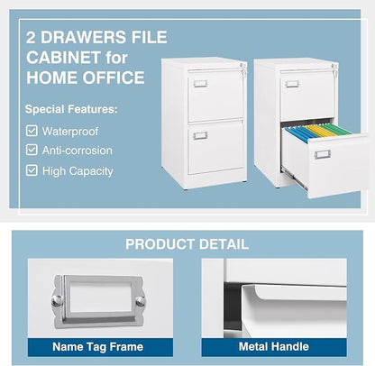 2-Drawer File Cabinet, 16.3" Deep Vertical Filing Cabinet - Image 5