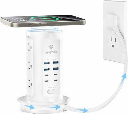 Kakyanill 30W USB Charging Station, Power Strip Tower, 9 AC Outlets by kakyanill