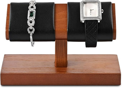 Oirlv Solid Wood Double Watch Display Stand Watch Bracelet Organizer（Black） - Image 7