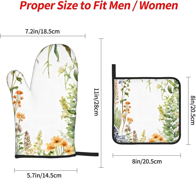 Springtime Herb Garden Advanced Oven Gloves and Pot Rack Kit | Insulated - Image 2