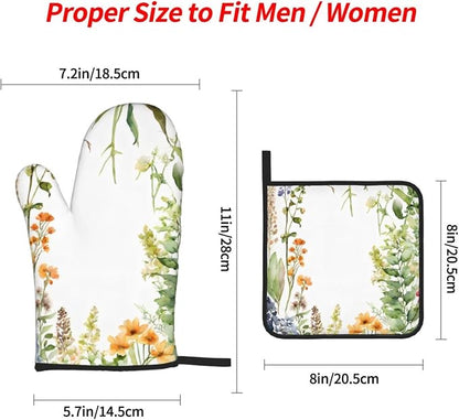 Springtime Herb Garden Advanced Oven Gloves and Pot Rack Kit | Insulated - Image 2