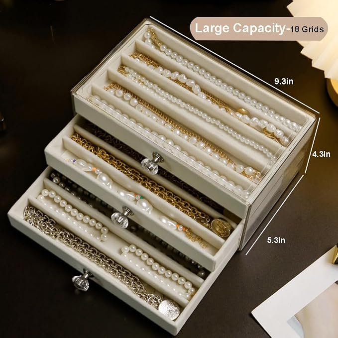 SPAKOWN Necklace Organizer Box, Velvet Necklace Box Holder Tray - Image 6
