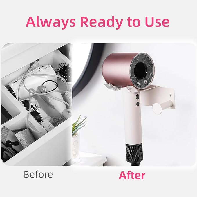 Hair Dryer Holder, HairDryer Holder Wall Mounted, Self Adhesive Blow Dryer - Image 5