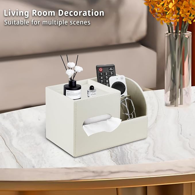 PU Leather Tissue Box Cover Square, Tissue Box Holder Organizer - Image 6