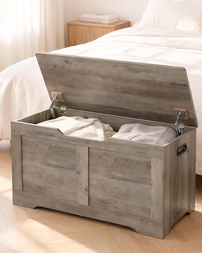 Timberer 31.5" Wooden Storage Chest, Extra Large Storage Trunk | Storage Bench - Image 2