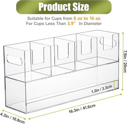 MYITYARD Coffee Cup Holder for Countertop, 2-Tier Clear Acrylic Cup Dispenser - Image 2