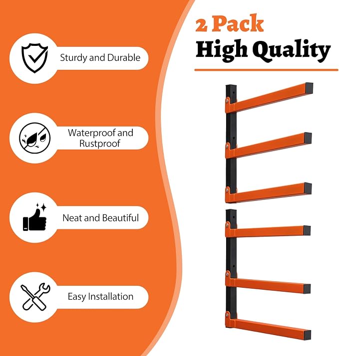HOME RIGHT 2 Pack Lumber Rack, Wood Organizer and Lumber Storage Rack Wall Mount - Image 3