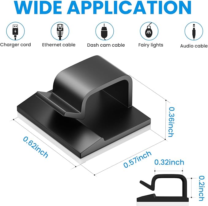 30 Pcs Small Black Adhesive Cable Clips - Image 2