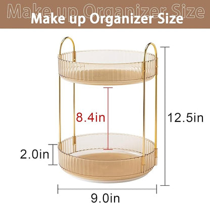 Rotating Makeup Organizer for Vanity, High-Capacity Skincare Clear Make Up - Image 2