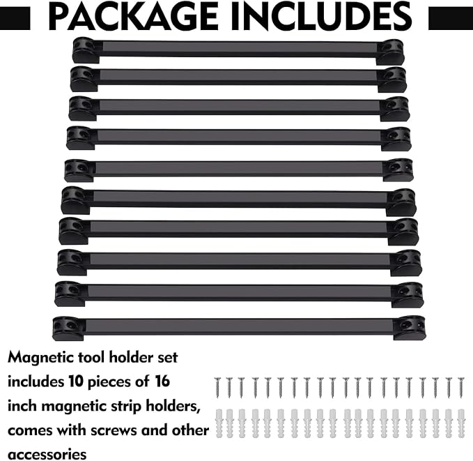 16" Magnetic Tool Holder, 10 Packs Magnetic Storage Strips Magnet Bar PVC Coated - Image 5