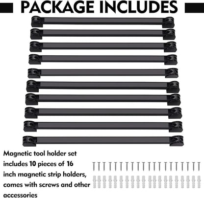 16" Magnetic Tool Holder, 10 Packs Magnetic Storage Strips Magnet Bar PVC Coated - Image 5