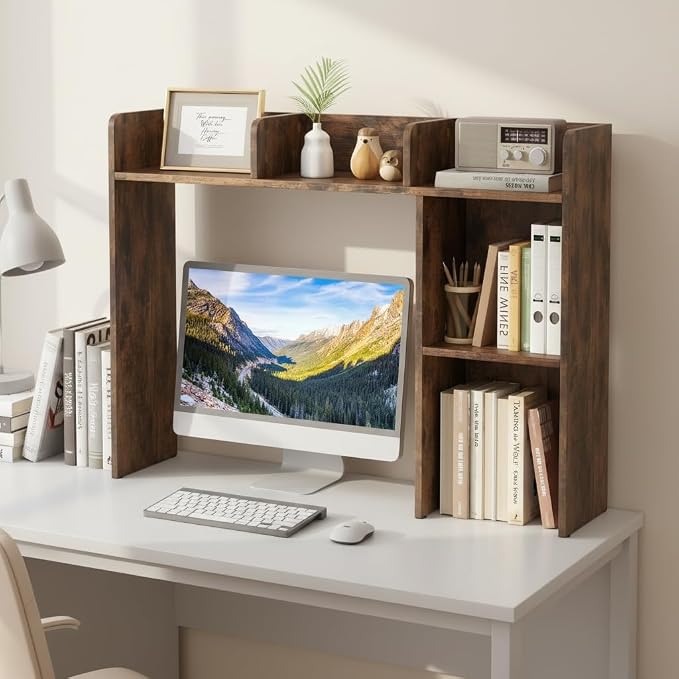 Tangkula Desktop Bookshelf, Countertop Storage Hutch - Image 2