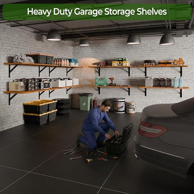 Dogsky 2-Pack Garage Storage Shelving Wall Mounted, 4x2Ft Heavy Duty Wood - Image 4