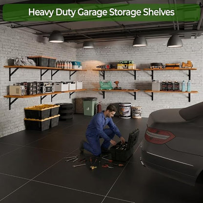 Dogsky 2-Pack Garage Storage Shelving Wall Mounted, 4x2Ft Heavy Duty Wood - Image 4