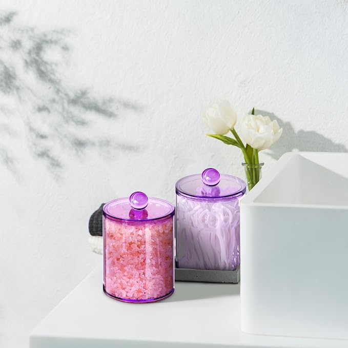 4 Pack Qtip Holder, Canister Apothecary Jar Set, Bathroom Jars - Image 6