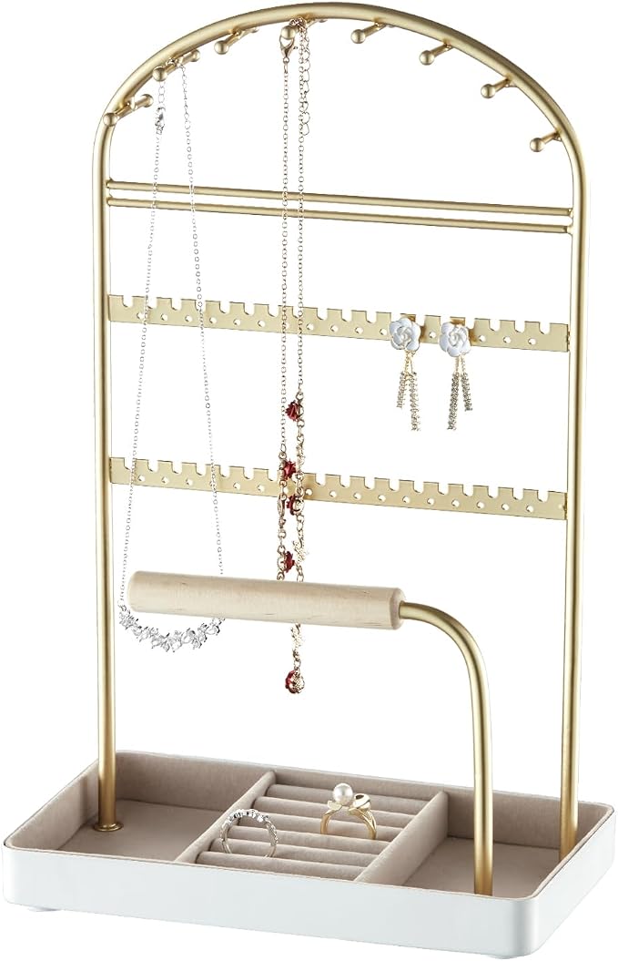 Multi-Functional Jewelry Holder Organizer Necklace Display Stand Velvet Lined by Saydear