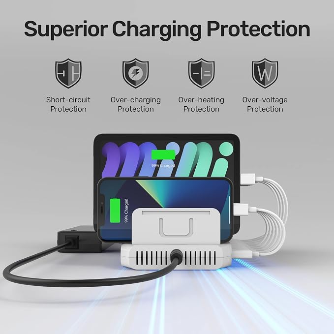 iPad Charging Station, Unitek 96W 10-Port USB Charging Dock Hub - Image 8