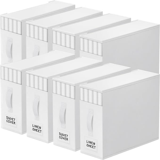StorageTastic 8 Pack Bed Sheet Closet Organizers and Storage, Sturdy Foldable by StorageTastic