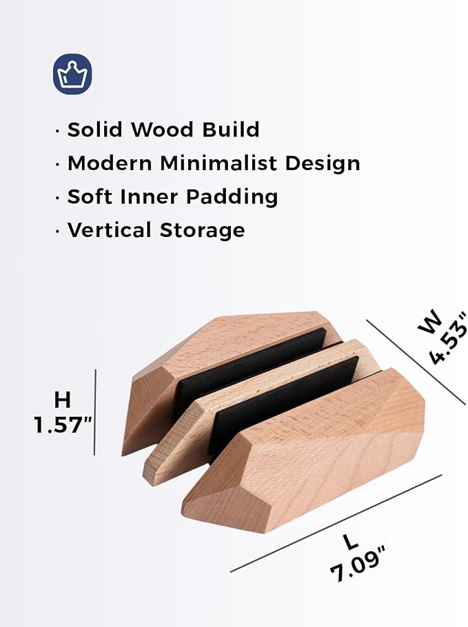 Dual Laptop Holder Adjustable Vertical Laptop Stand, 2 Slots MacBook Stand Wood - Image 6