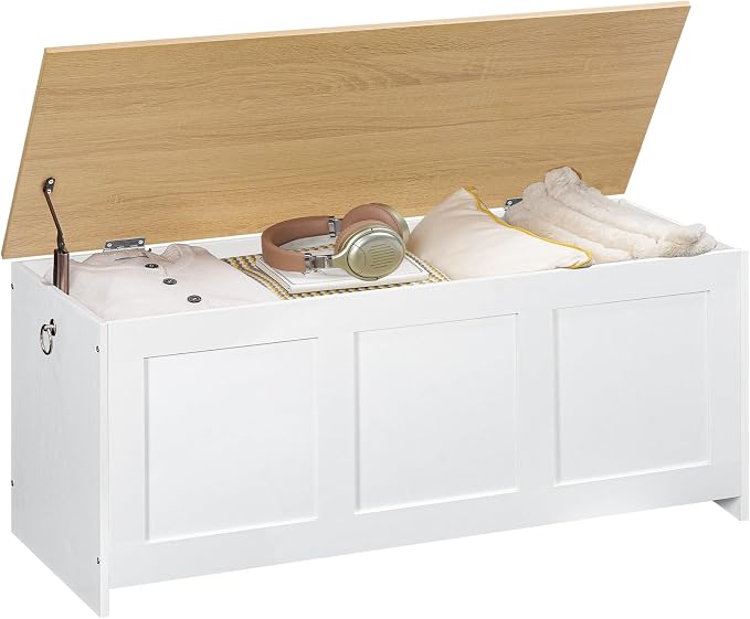 HOOBRO Storage Bench, 39.3" Retro Wooden Storage Chest, Wooden Storage Trunk - Image 9