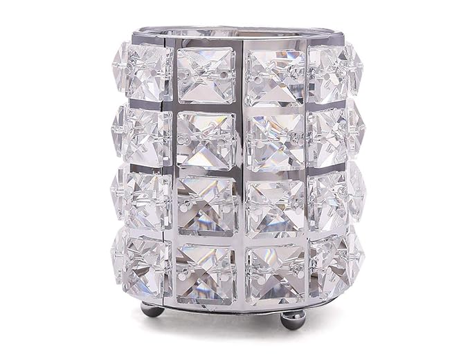 Silver Crystal Makeup Brushes Holder Organizer by JOSALINAS