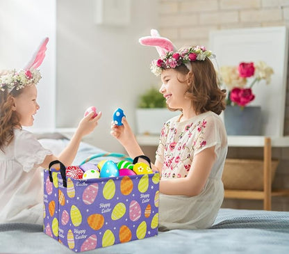 Rectangular Easter Basket Purple Easter Egg Gift Basket Baby Storage Basket - Image 2