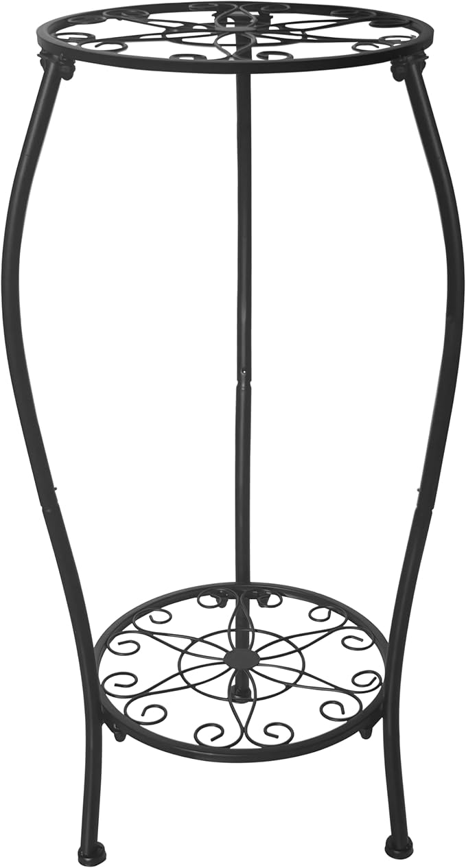 Metal Plant Stand 2 Tier Indoor Outdoor, Tall Flower Pot Shelf Rustproof Stable by NOAMOO