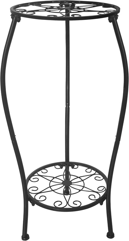 Metal Plant Stand 2 Tier Indoor Outdoor, Tall Flower Pot Shelf Rustproof Stable by NOAMOO