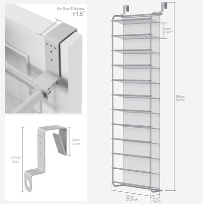 Whitmor 36 Pair Over The Door Shoe Organizer, 12 Tier Hanging Shoe Organizer - Image 2