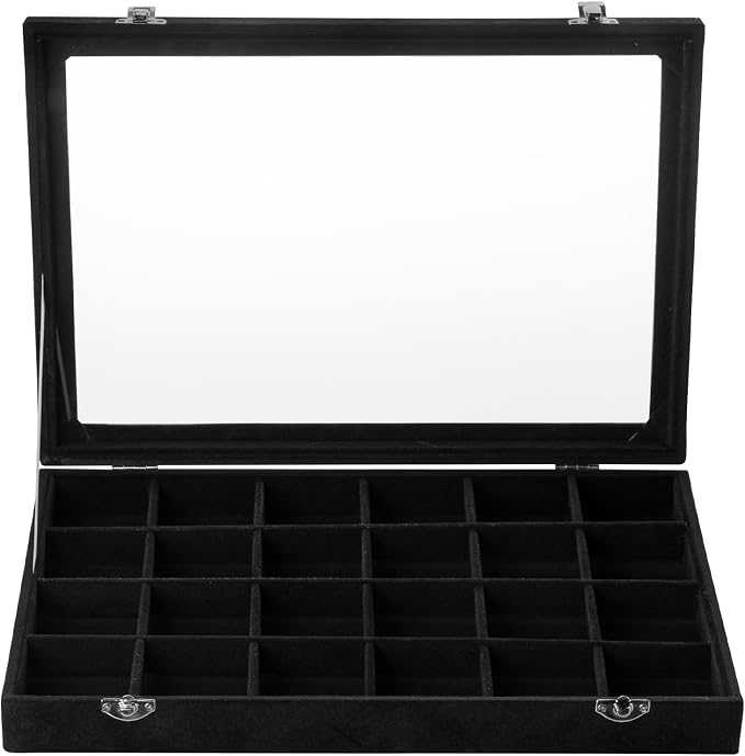 Frebeauty Velvet Jewelry Tray, 24 Grid Jewelry Organizer - Image 2