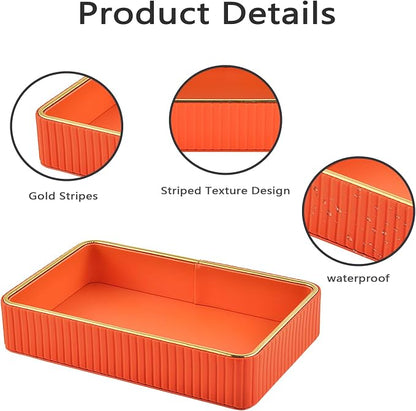 PU Leather Valet Tray, Desk Organizer Tray Nightstand Organizer Trinket Dish - Image 8