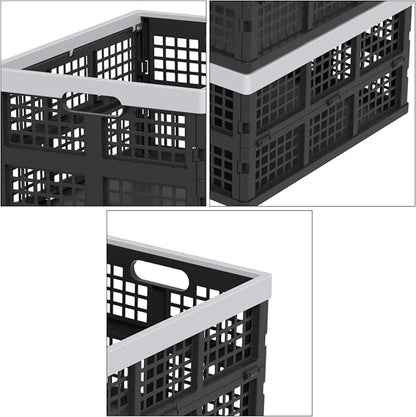 34 L Collapsible Storage Crate, Folding Plastic Crates, 4 Packs | Stackable - Image 3