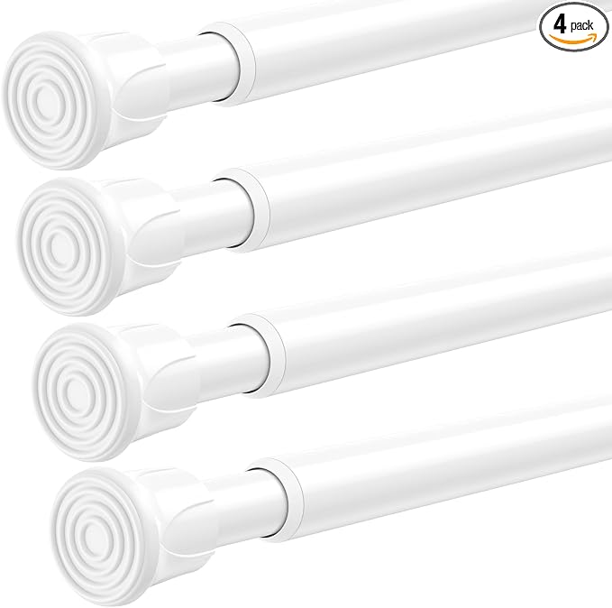 4 Pack Tension Rods for Windows 28 to 48 inch, Adjustable Curtain Rods No by QINGYUN