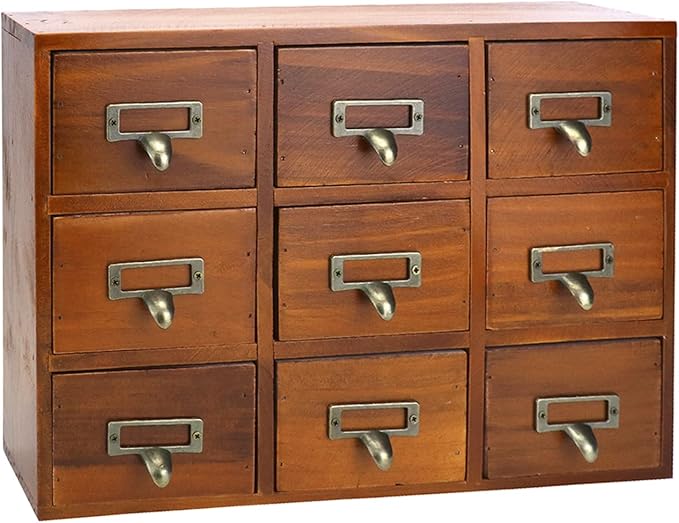 QWORK Desk Drawer Organizer, Wooden Vintage Apothecary Cabinet - Image 7