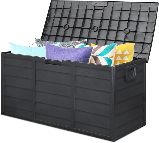 Deck Box, 75 Gallon Waterproof Resin Outdoor Storage Box by Unknown