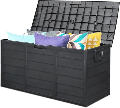 Deck Box, 75 Gallon Waterproof Resin Outdoor Storage Box by Unknown