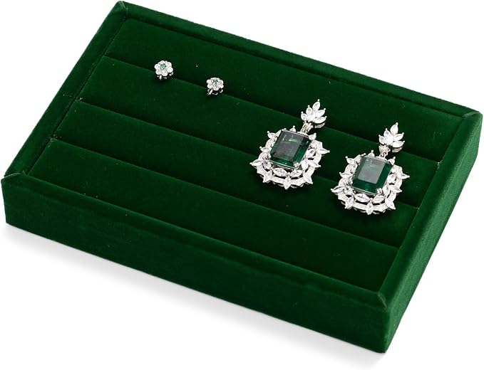 Oirlv 3 Slots Velvet Small Ring Organizer Earrings Trays Showcase Display - Image 6