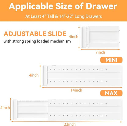 REBECAT 5 Pack Drawer Dividers for Clothes Adjustable Drawer Dividers 4" High - Image 2