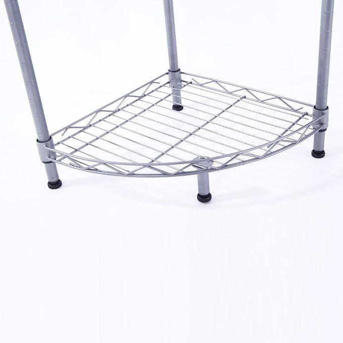 4-Tier Carbon Steel Corner Storage Rack, Adjustable Metal Shelf Organizer - Image 4