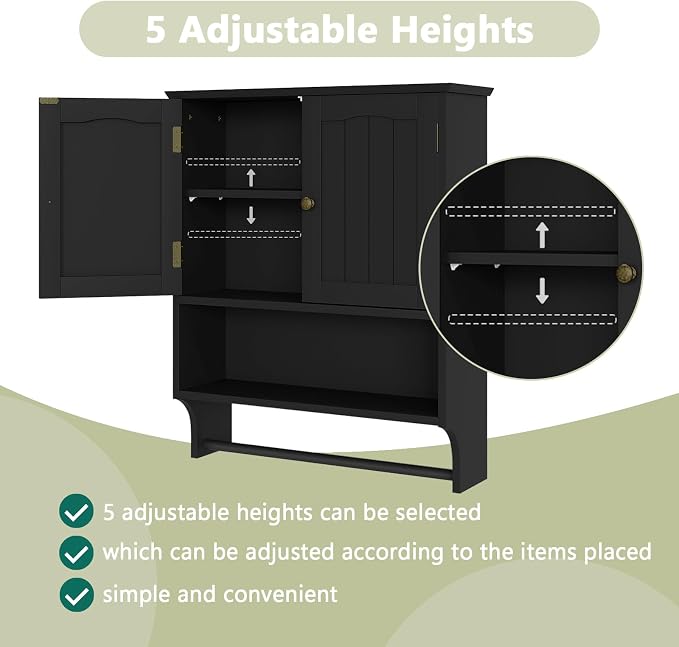 Smuxee Black Bathroom Cabinet Wall Mounted - Image 4