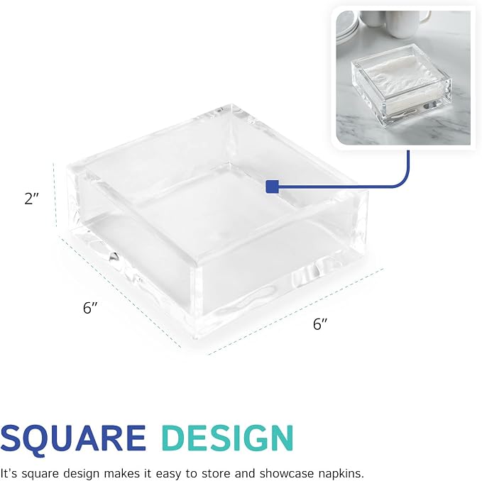 Huang Acrylic Clear Square Paper Napkin Holder | - Image 4