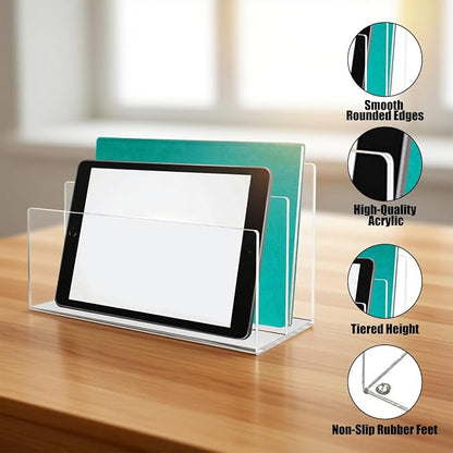 1 Pcs Acrylic Mile Sorter for Desk, 2 Upright Compartments Desk Mail Organizer - Image 3