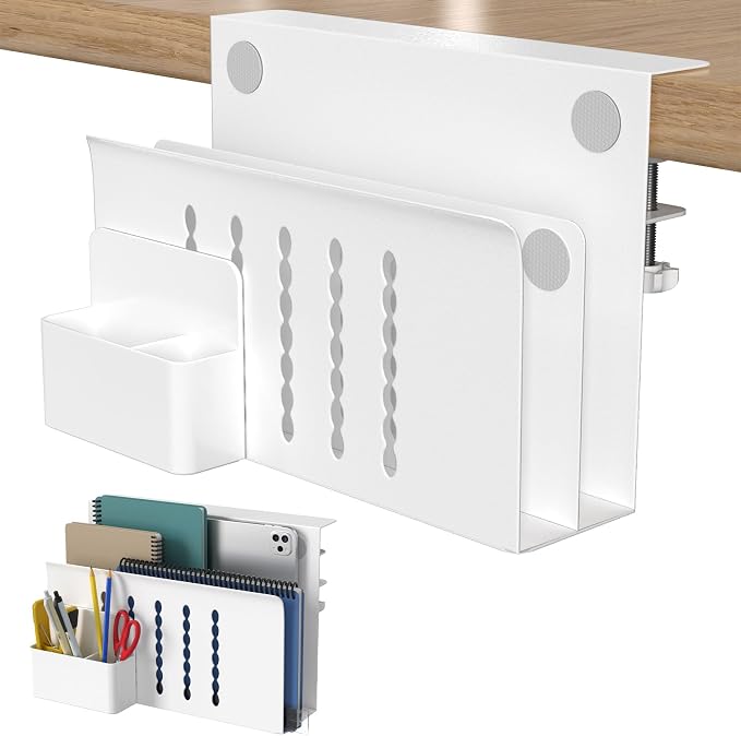 HAMOPY Desk Side Storage, 2 Tier Steel Hanging Desk Organizer by HAMOPY
