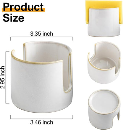 Sponge Holder for Kitchen Sink, Ceramic Dish Sponge Drying Caddy Scrubby Daddy - Image 3