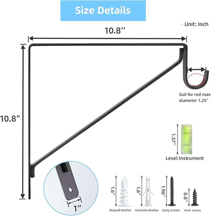 10-Pack Closet Rod Bracket, 10.8x10.8Inch Closet Shelf Brackets Heavy Duty Wall - Image 2