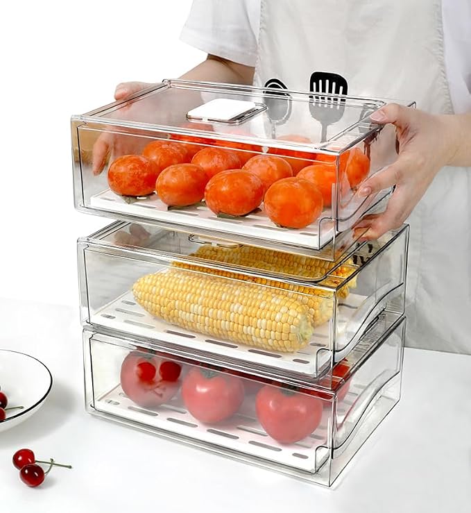 Refrigerator Organizers and Storage Drawer, Stackable Fruit Storage Containers - Image 9