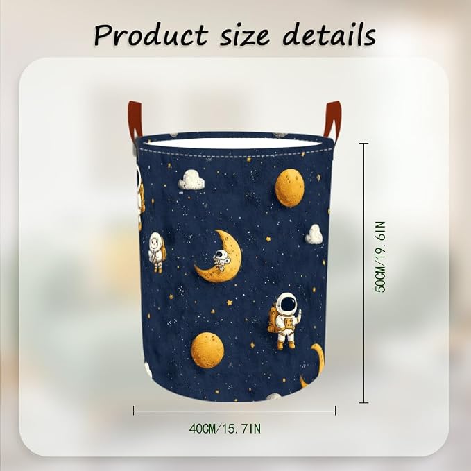 Laundry Baskets 15.7x19.7 Inch Large Astronaut Moon Star Space Design - Image 3