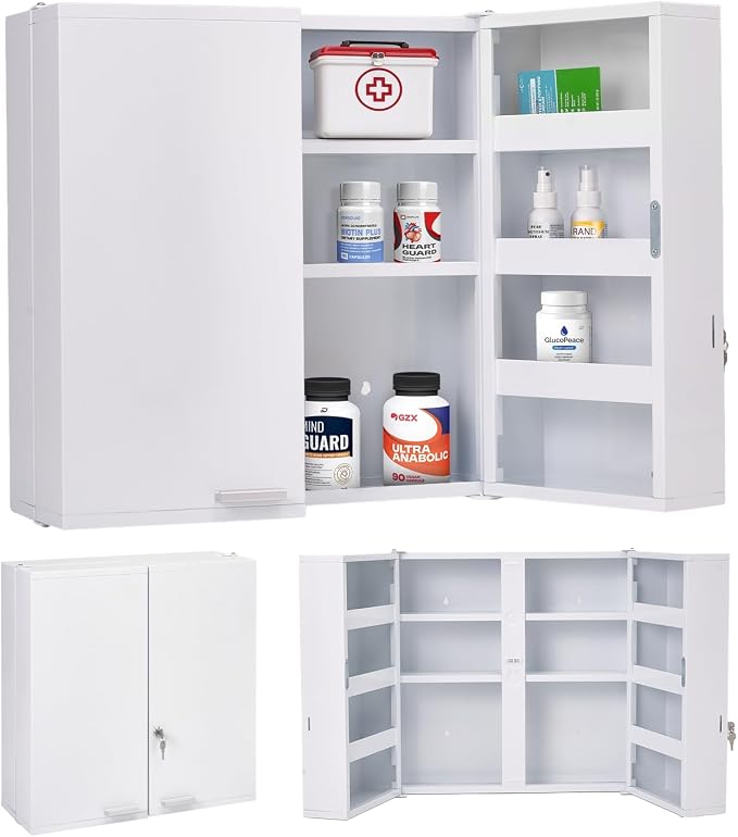 Large Locking Medicine Cabinet, 11 Shelves, Wall Mounted | Ample Med Storage by MountBrook