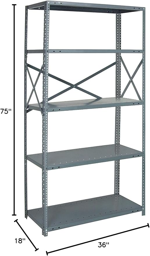 Quantum Storage Systems 75-1836-5 IRONMAN Solid Heavy Duty 5 Shelves 75" H x - Image 2