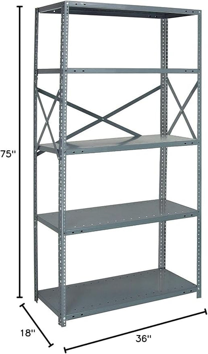 Quantum Storage Systems 75-1836-5 IRONMAN Solid Heavy Duty 5 Shelves 75" H x - Image 2